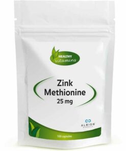 Zink Methionine 25 mg kopen? | Huid, geheugen, concentratie, vruchtbaarheid, immuunsysteem | 100 vegan capsules | vitaminesperpost.nl